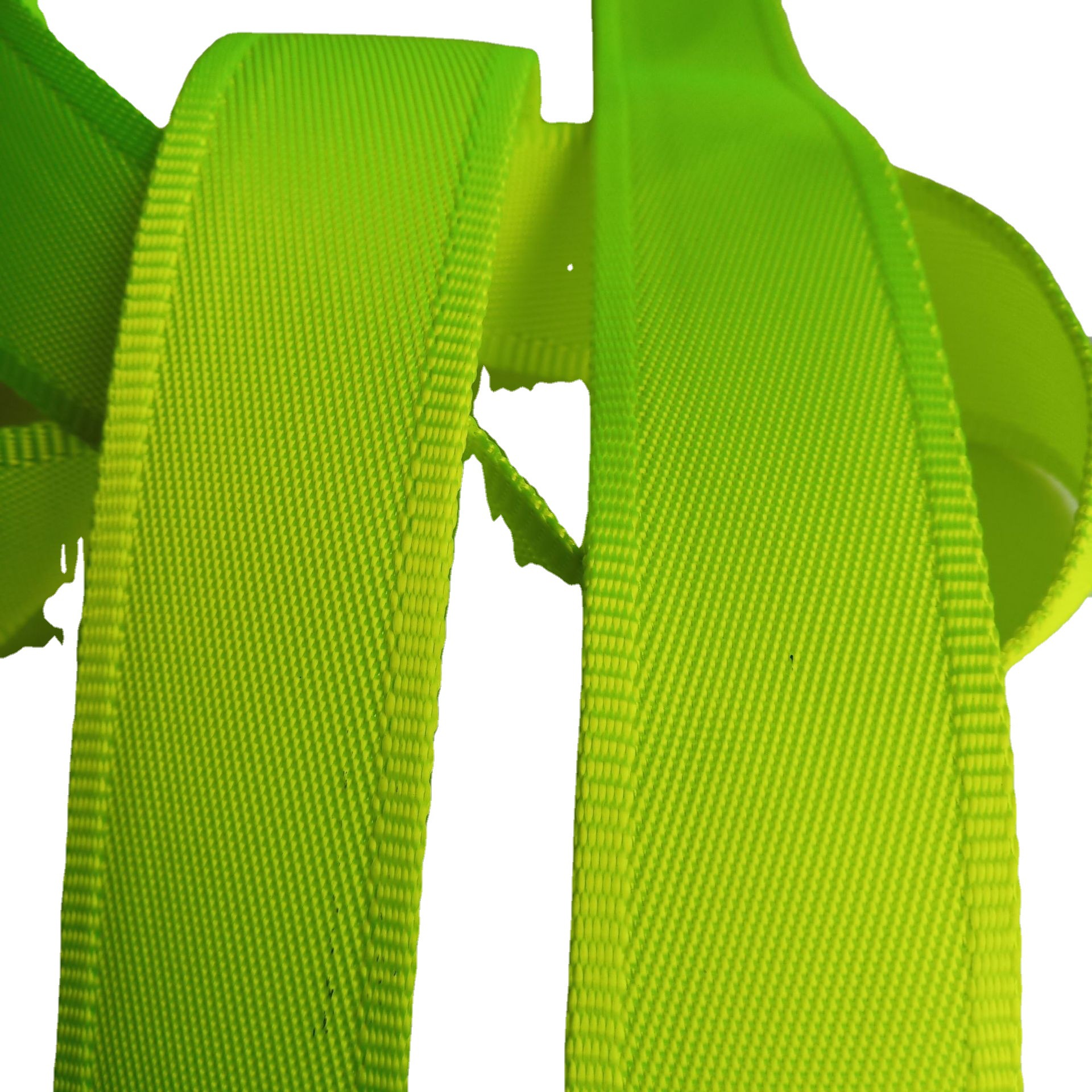 荧光黄绿色锁边织带3.8cm 仿尼龙材质 厚度0.9mm 仿尼龙锁边 现货