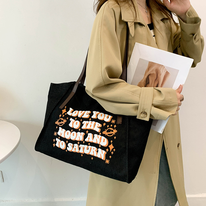 Large Capacity Casual Large Letter Bag Women's Bag 2022 Autumn New Fashion Canvas Tote Bag Fashion Handbag Large