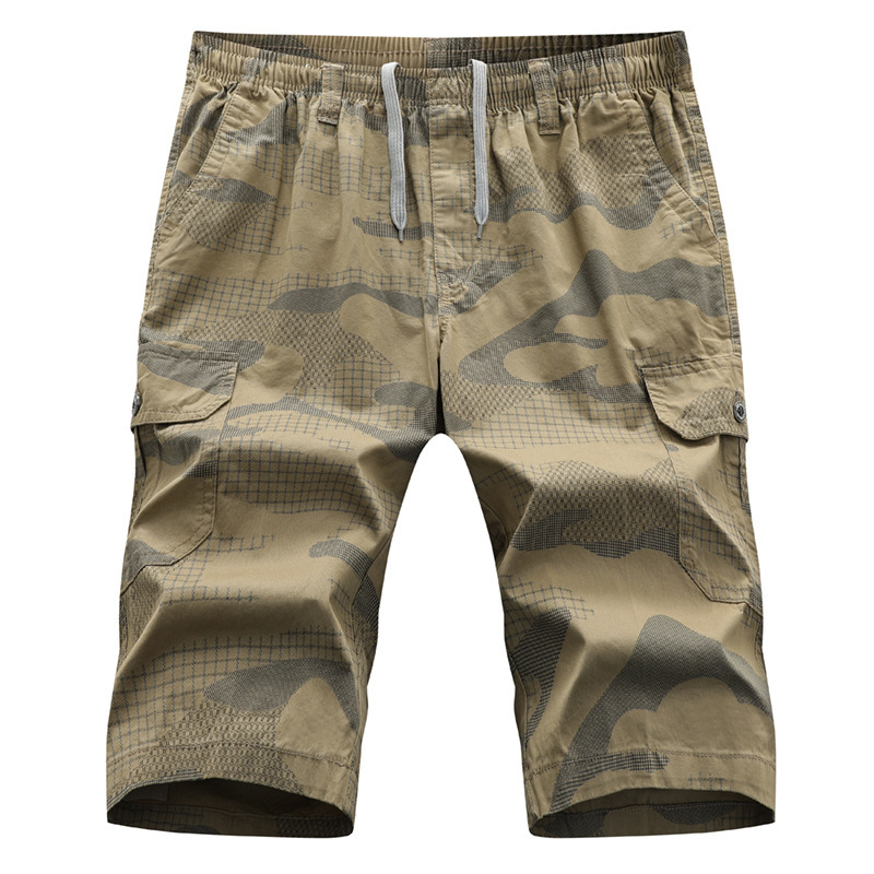 2024夏季迷彩七分裤男短裤休闲大码棉沙滩中裤宽松跨境工装裤5951