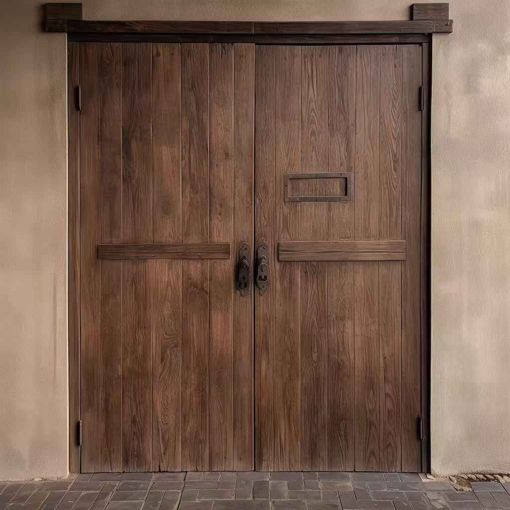 中式老榆木大门实木原木卧室门别墅进户门民宿客栈复古实木双开门