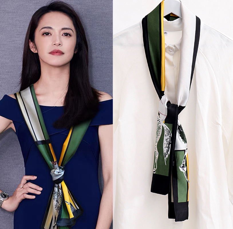 苏明玉姚晨同款细窄长条小丝巾女春秋款洋气时尚百搭装饰领巾围巾