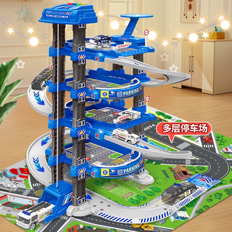 Lifting Parking Lot Suit Three-Dimensional Intelligent City Car Building Parking Lot Rail Car Children's Toys Boys and Girls