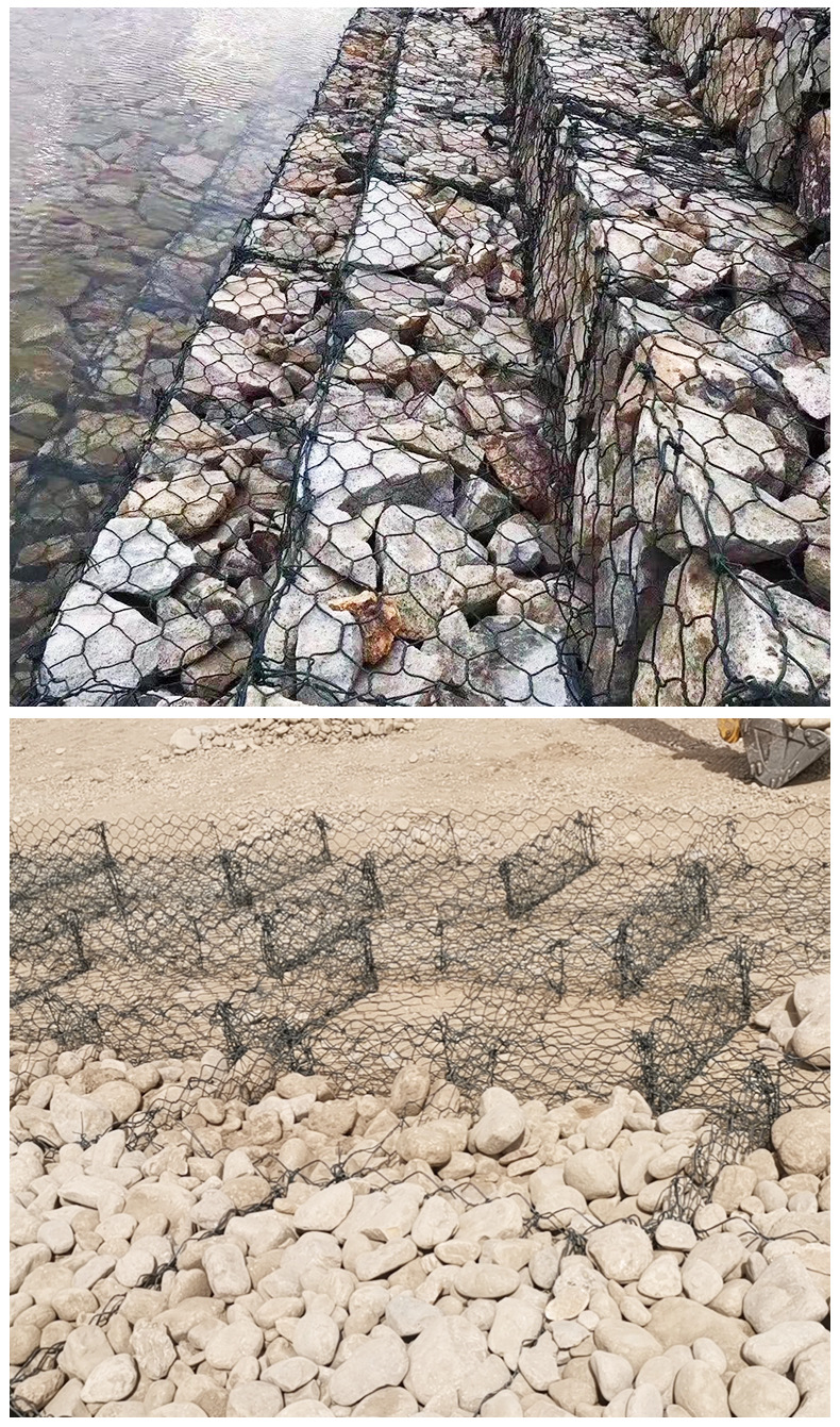 防洪格宾石笼网厂家河道治理护坡雷诺护垫格宾挡墙绿滨垫箱卷堤坝