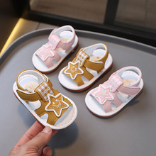 一件代发夏季新款男女宝宝露趾叫叫鞋0-2婴幼儿软底防滑学步凉鞋