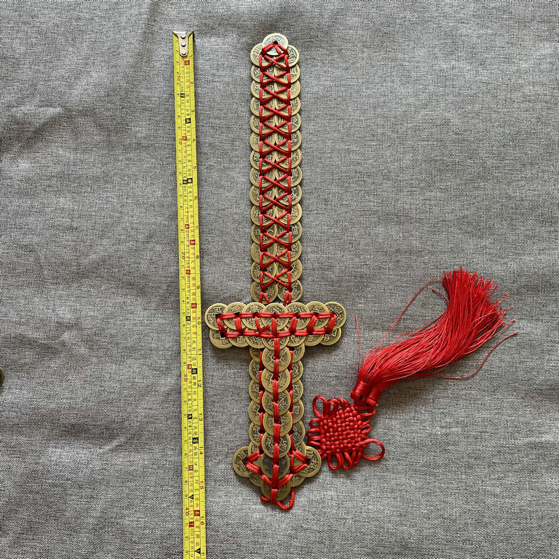 Factory Supply Hand-Woven Copper Coin Sword Decoration Home Crafts Qing Dynasty Five Emperors' Coins Decoration