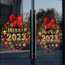 0RKW批发新年装饰品玻璃门橱窗贴纸店铺圣诞节日活动氛围布置兔年