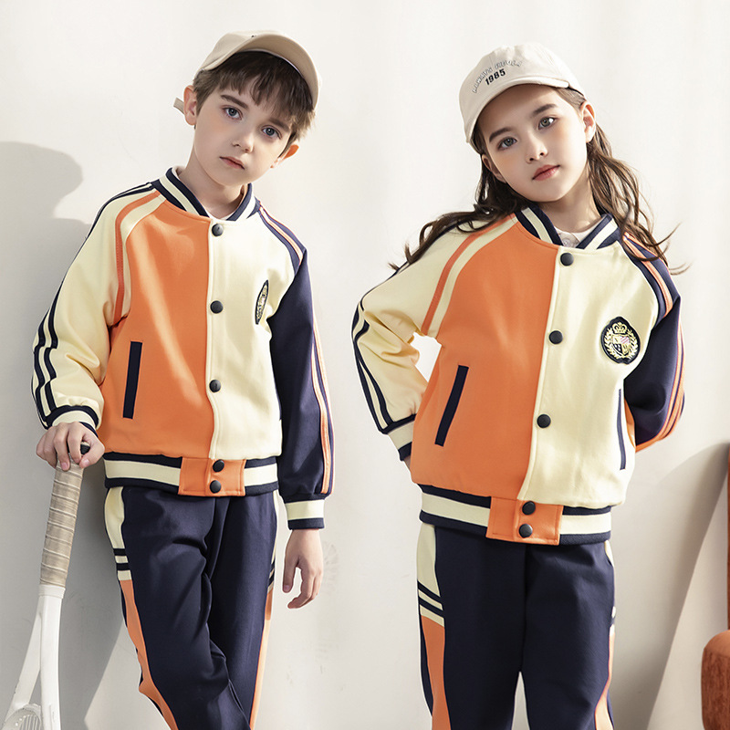 幼儿园园服春秋装纯棉宝宝运动会螺纹领棒球服小学生班服儿童校服