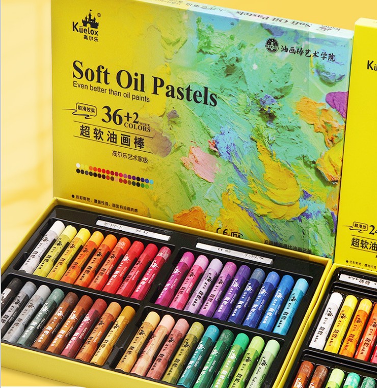 高尔乐超软重彩油画棒24色36色48色粉彩炫彩棒蜡笔马卡龙莫兰迪色