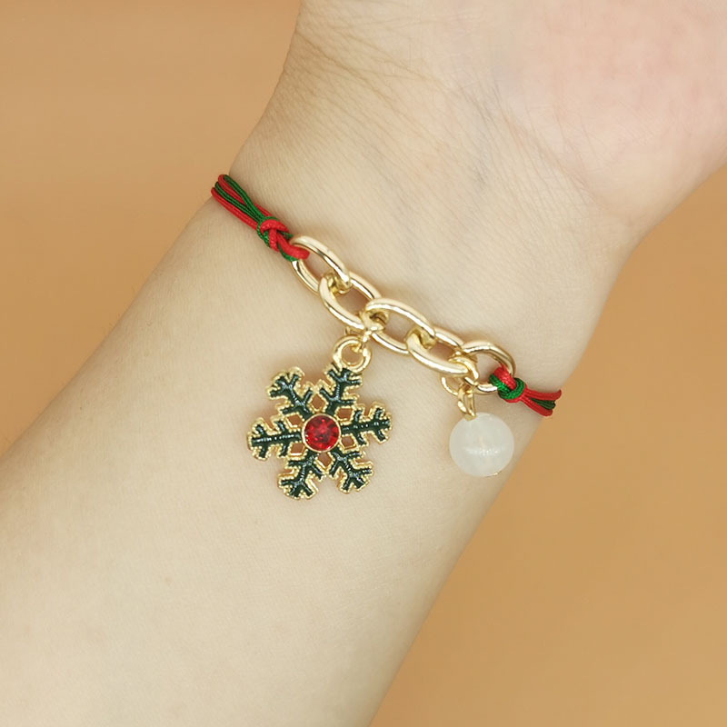 2023 European and American Luminous Christmas Woven Bracelet Alloy Santa Claus Tree Bell Snowflake Lucky Bag Luminous Bracelet