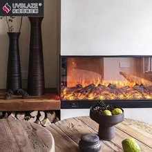 平面火焰电子壁炉装饰欧式取暖器家用真火木柴电视背景墙