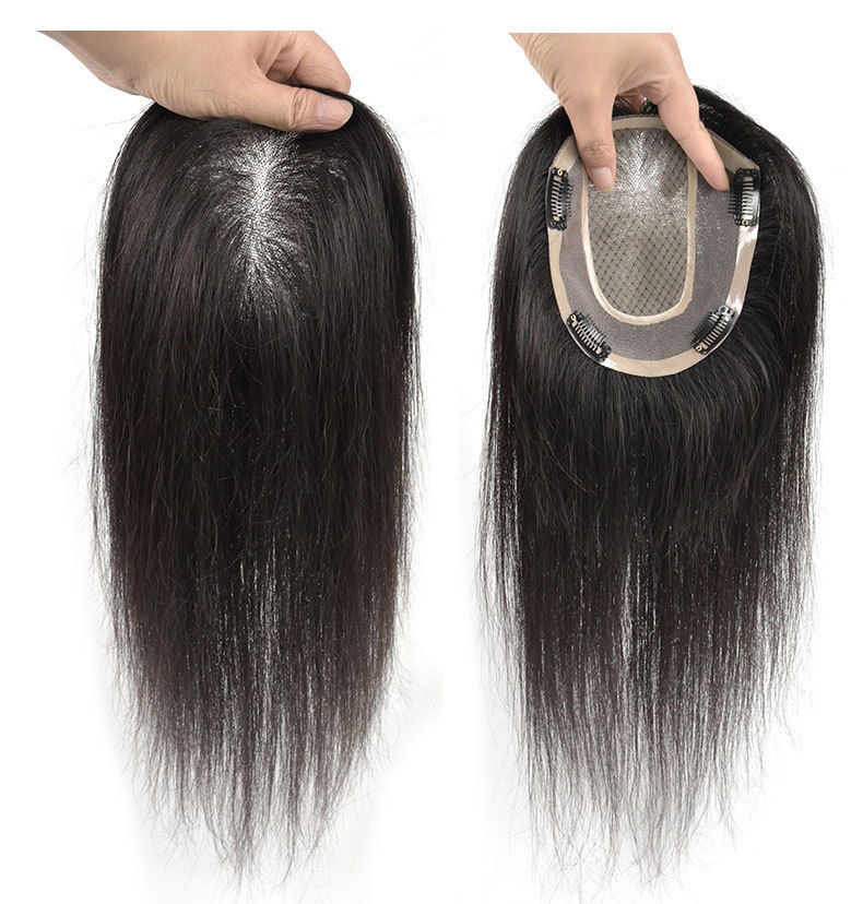 假发片女士补发片全手织真发发片遮白发逼真自然一件代发