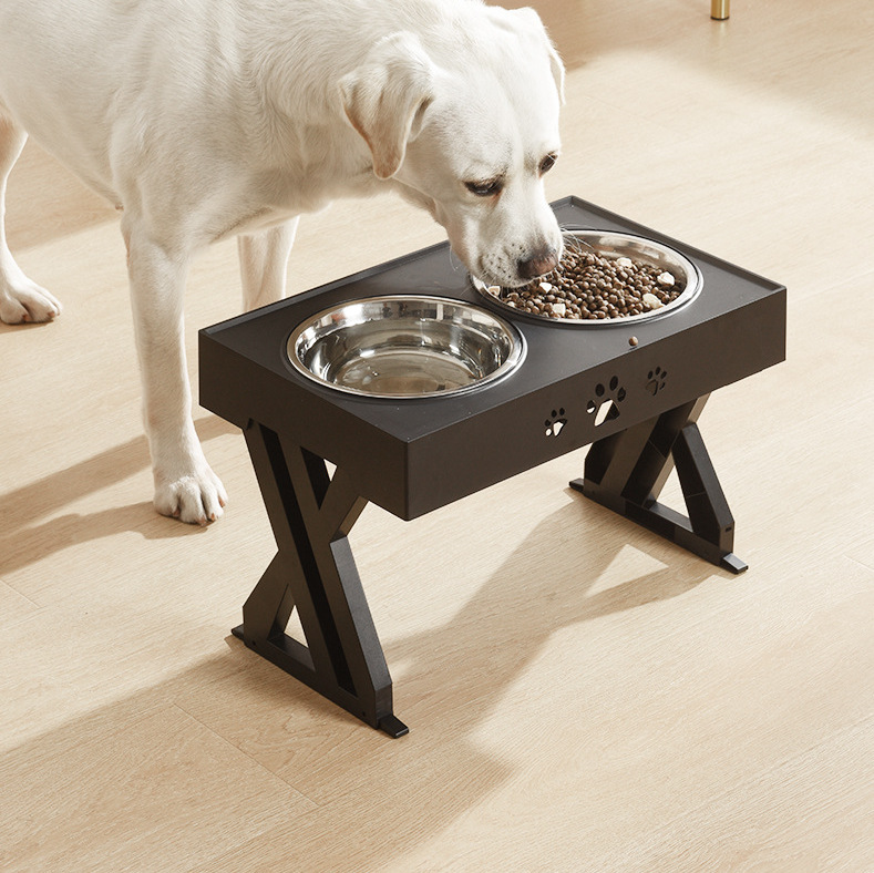 Amazon Pet Dining-Table Pet Lifting Table Dog Bowl Stainless Steel Food Basin Cat Bowl Folding Bowl Adjustable Dog Basin Wholesale