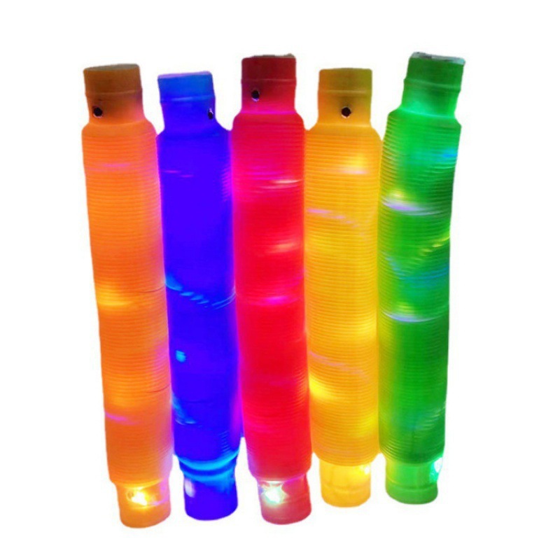 Cross-Border Amazon Pop Tubes Luminous Extension Tube Flash Bellows LED Light Luminous Decompression Tube Toy