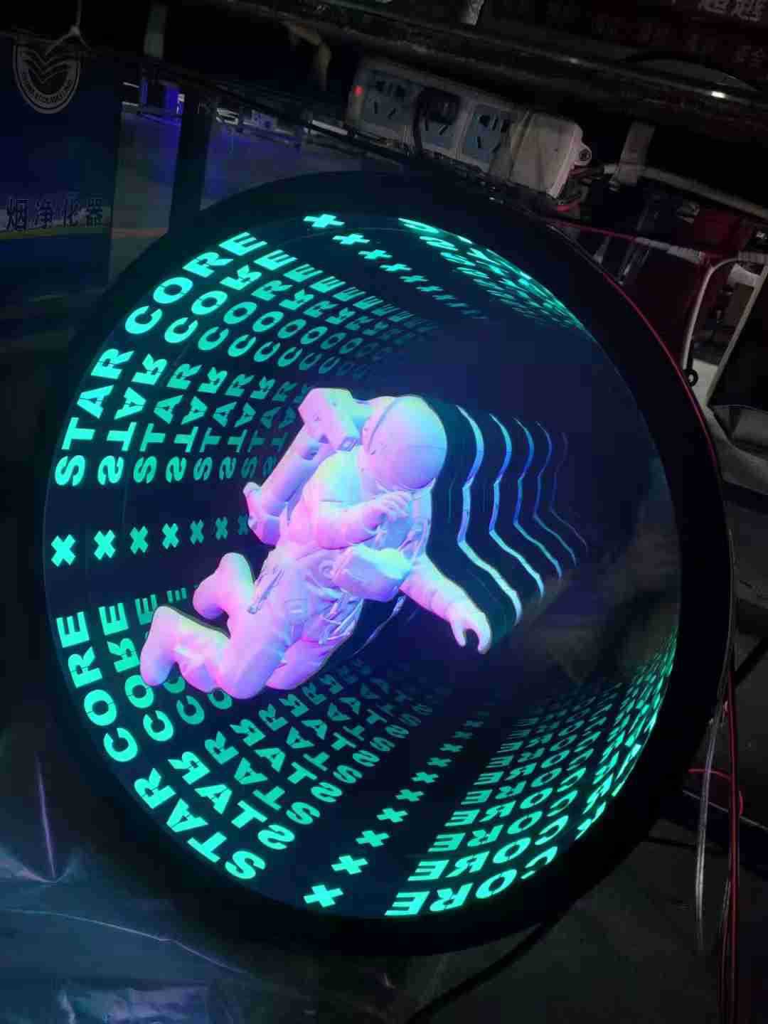 3d立体霓虹灯无限深渊网红千层镜玻璃造型不锈钢门头招牌装饰