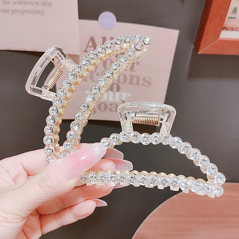 Korean Large Pearl Hairpin Hair Claw Hair Clip Ins Internet Celebrity Grip Female Summer Hair Accessories Shark Clip