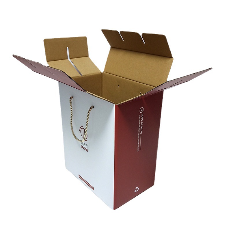 定制6只装手提酒盒 红酒免胶折叠彩盒 果酒荔枝酒彩色手绳礼品盒