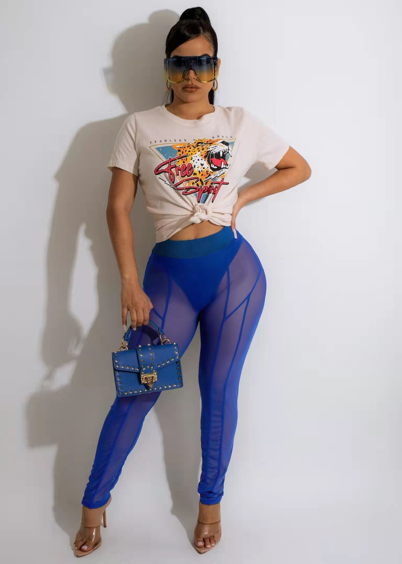 fe218 欧美女装 亚马逊新款 时尚性感网纱透视裤长裤 跨境女装