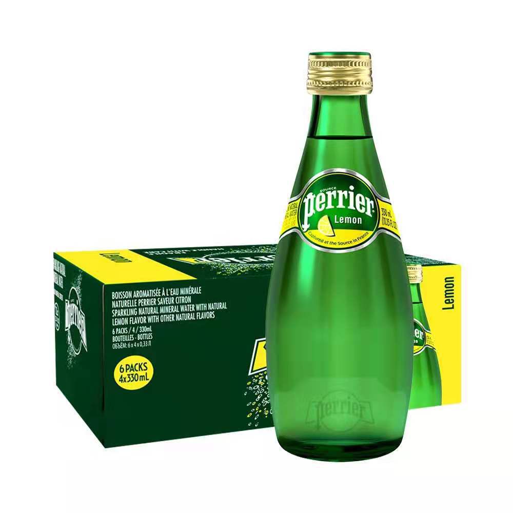 法国原装进口perrier巴黎水天然矿泉水气泡苏打水330ml 24瓶一箱