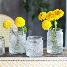 创意海棠花透明玻璃花瓶水培植物客厅水培绿萝插花瓶玫瑰花瓶批发