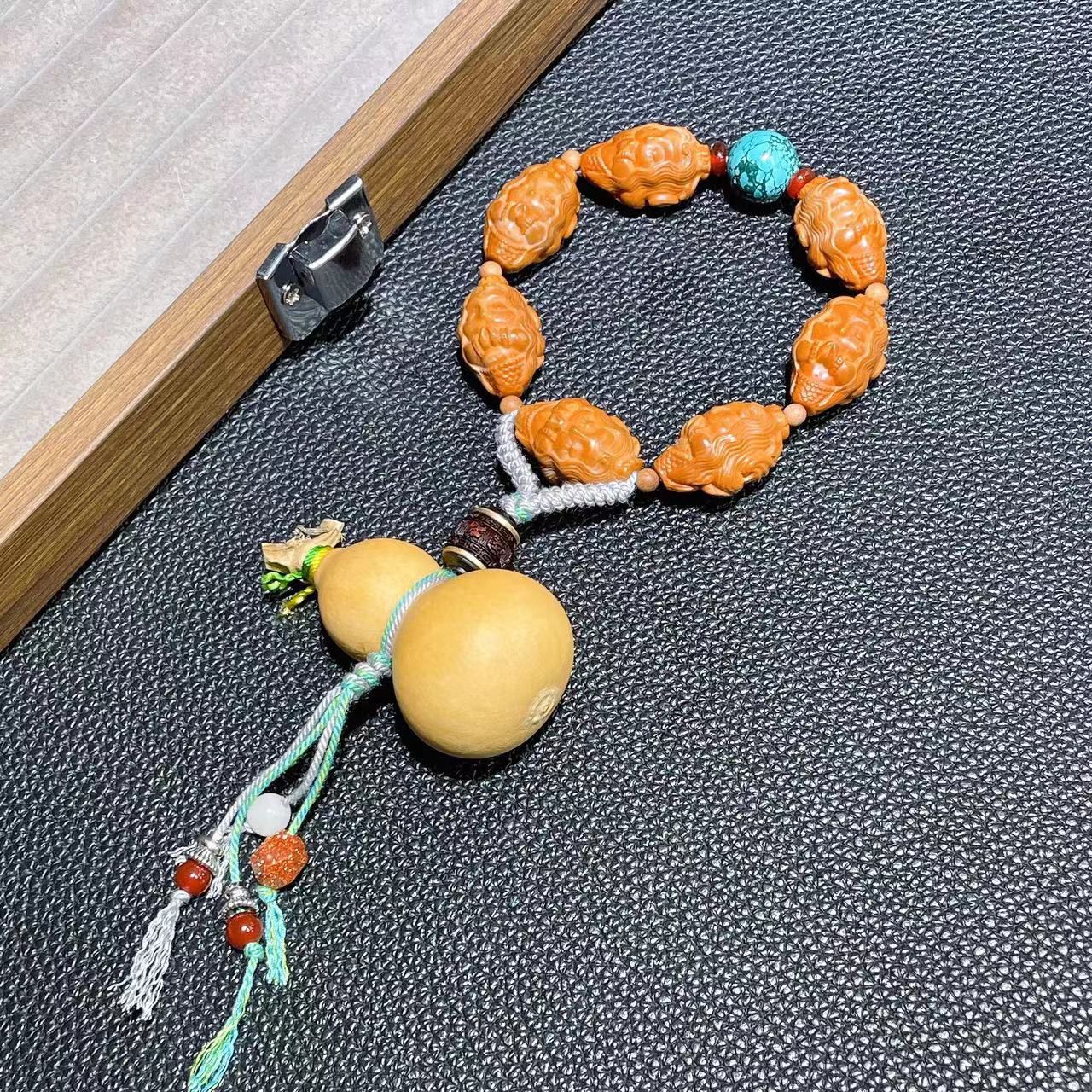 新款橄榄核美人鱼手链女款搭配磷镁矿紫檀葫芦-阿里巴巴