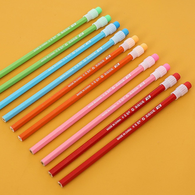 小学生专用铅笔带橡皮擦10支装hb卡通铅笔学生文具奖品毕业礼物t