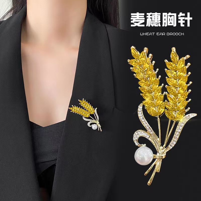 Ears of Wheat Brooch Advanced Sense Temperament Entry Lux Classic Style Corsage Anti-Exposure Clothing Accessories Direct Factory Wholesale