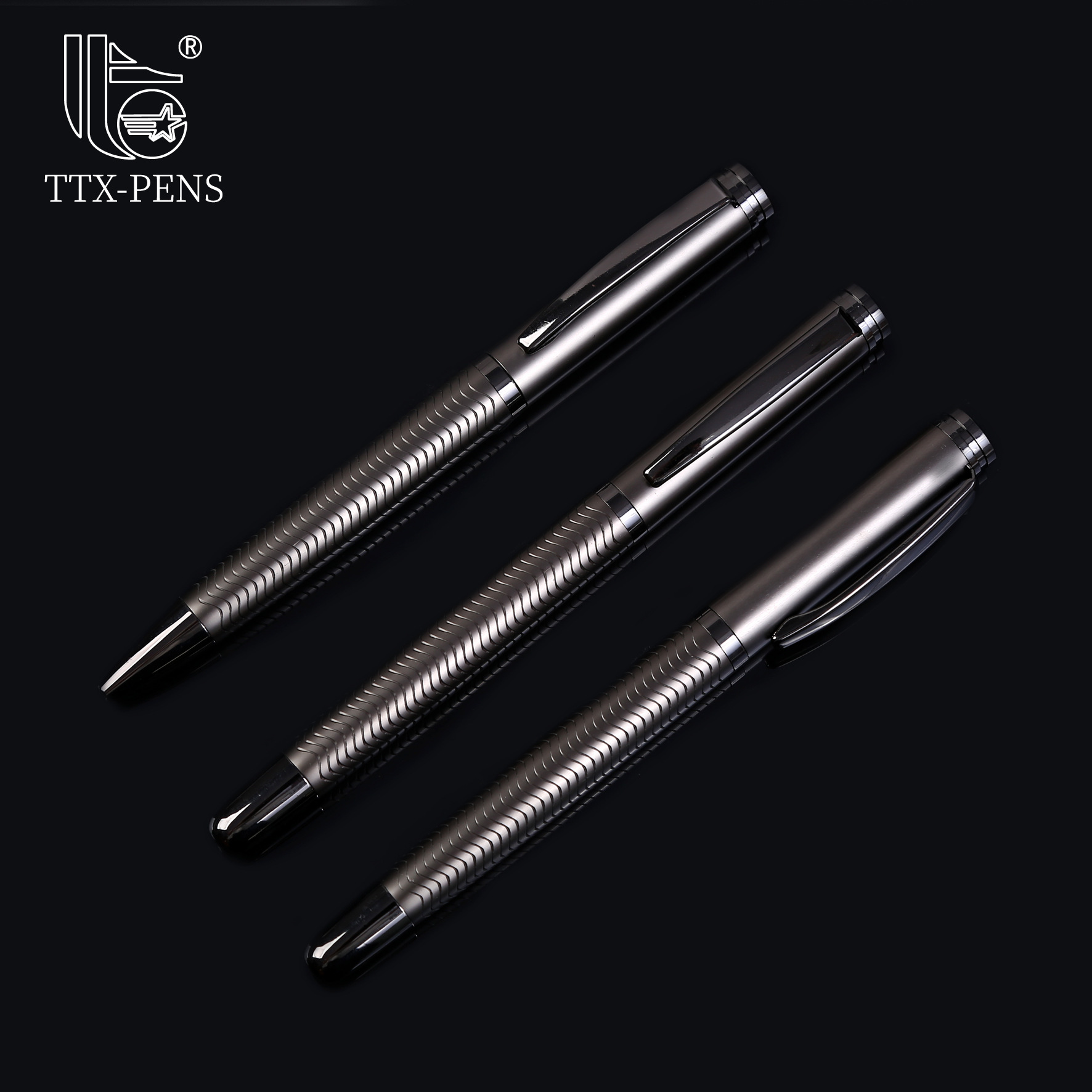 电镀枪黑色金属杆刻花圆珠笔 签字笔钢笔圆珠笔三种类型金属笔