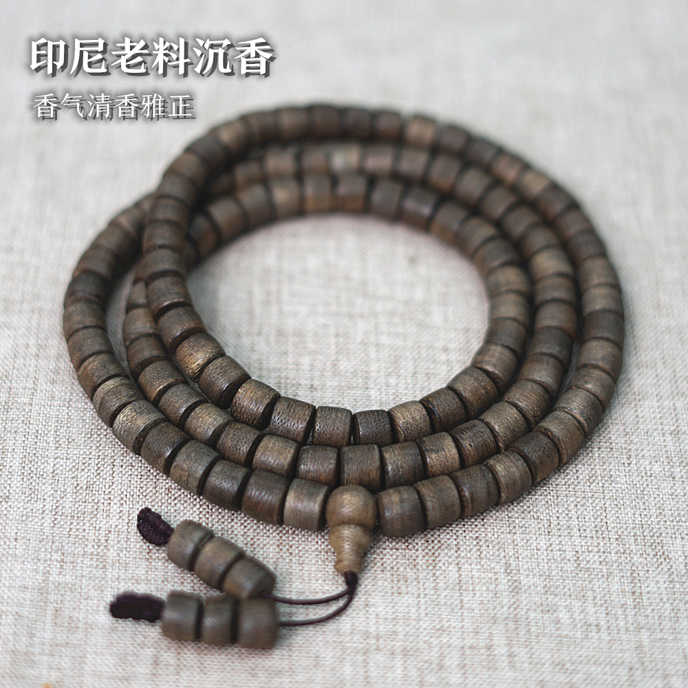 批发印尼老料加里曼丹沉香木手串佛珠手链念珠108粒沉香项链-阿里巴巴