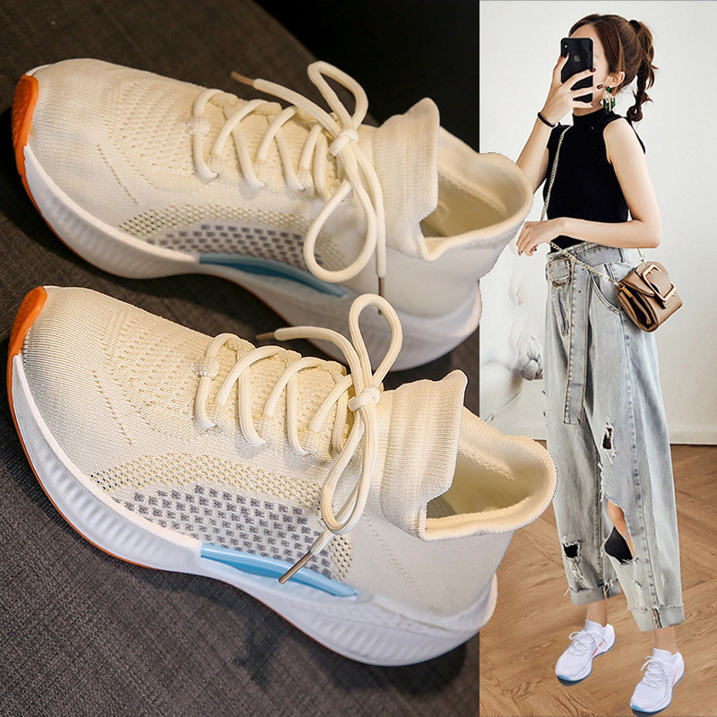 ins korean style flying woven women‘s shoes 2023 summer new student sports shoes breathable fitness running casual street shooting f22