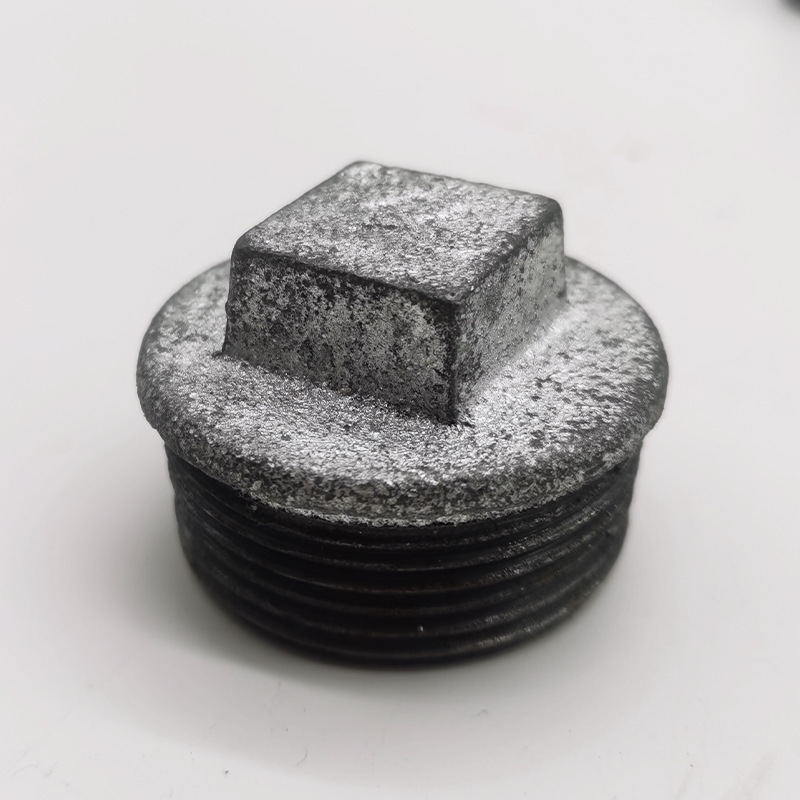 水暖消防管件方堵封头管帽 dn15外丝镀锌玛钢管堵