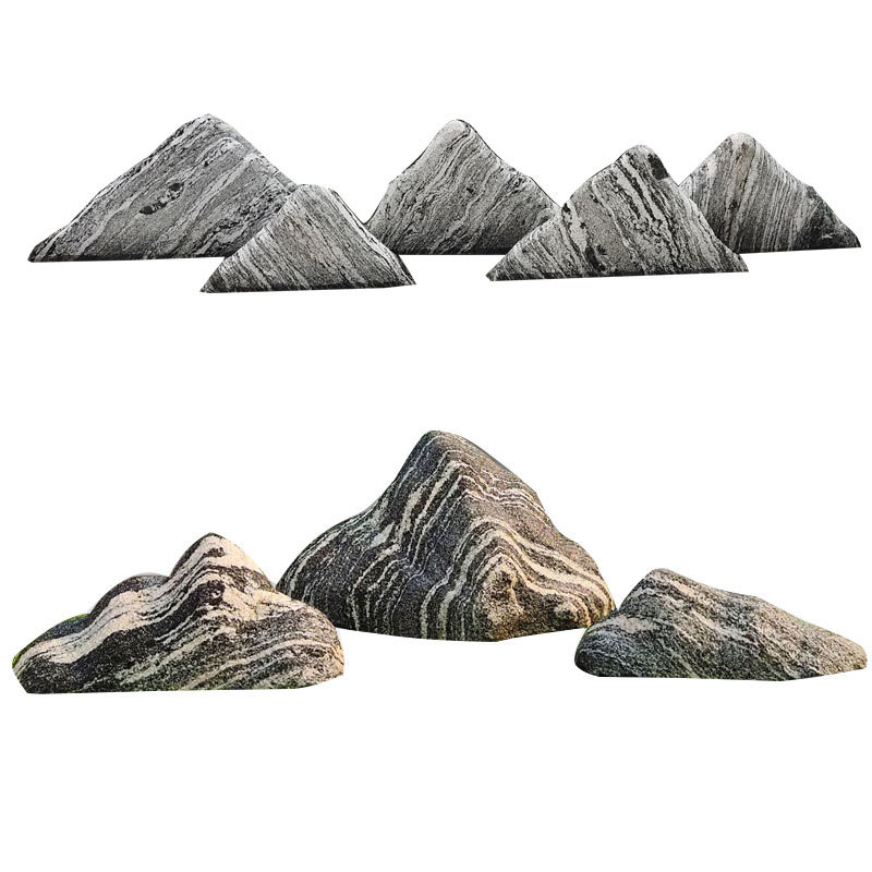 天然雪浪石切片组合造景庭院室内景观石枯山水片石大小型白沙石头