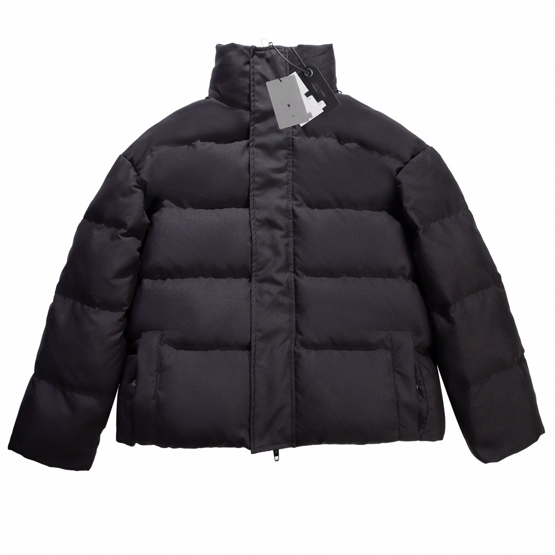 b家巴黎正确高版本24ss新款隐藏帽领口双b刺绣羽绒服男女同款百搭