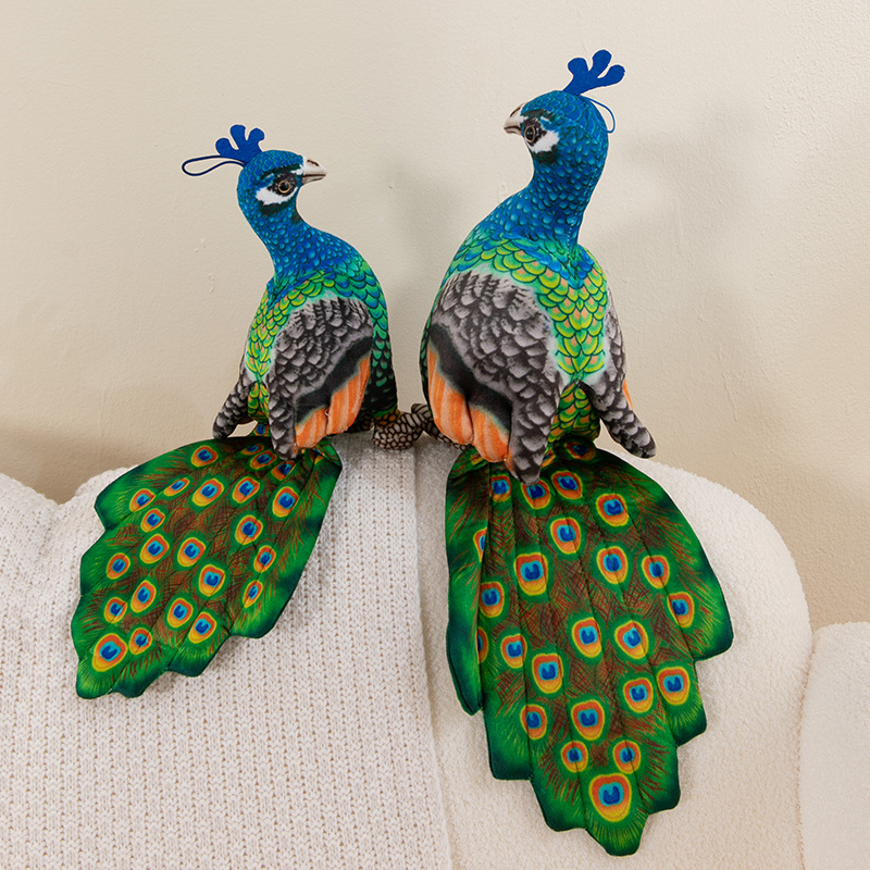 仿真孔雀毛绒玩具摆件动物园礼物纪念品玩偶布娃娃小鸟活动礼品