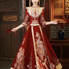 秀禾服新娘女出阁嫁衣中式敬酒婚服高端重工奢华刺绣红色汉服修身