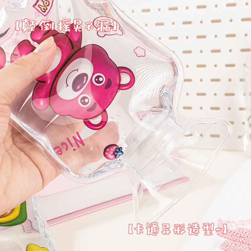 Strawberry Bear Cute Transparent Hot Water Bag Cartoon Warm Body Hot-Water Bag Water Injection Portable Factory Wholesale Winter Student