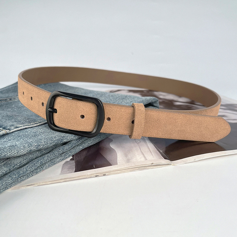 Frosted Suede Genuine Leather Women's Belt Cowhide Retro Simple Fashion Matching Casual Pants Jeans Belt Women