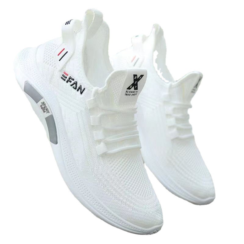 22 Years Popular Men's Sneakers One Piece Dropshipping Flying Woven Men's Breathable Shoes Summer New White Shoes Wholesale Shoes for Men