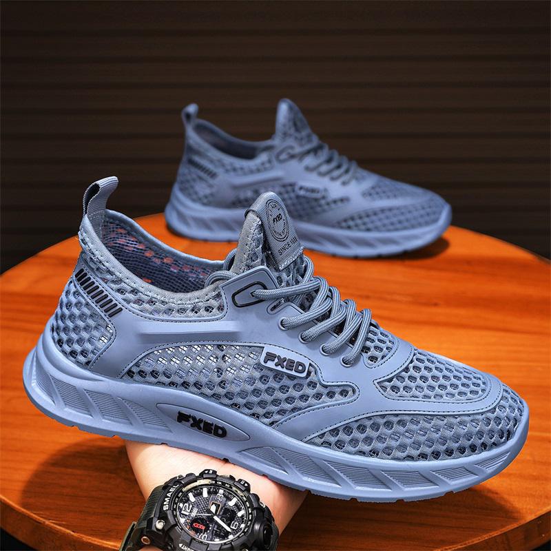 男鞋夏季透气薄款网眼镂空网面运动跑步休闲防滑夏天学生轻便网鞋