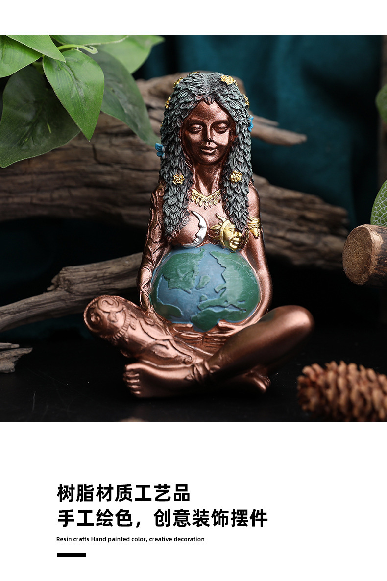 跨境热销大地母亲地球母亲盖亚女神雕像树脂摆件花园装饰桌面手办
