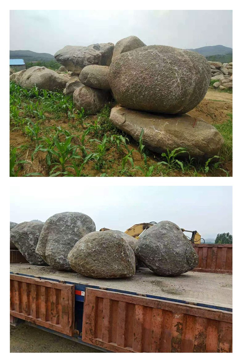 大型鹅卵石置石园林景观石 自然石景石河滩溪滩河卵石水冲草坪石