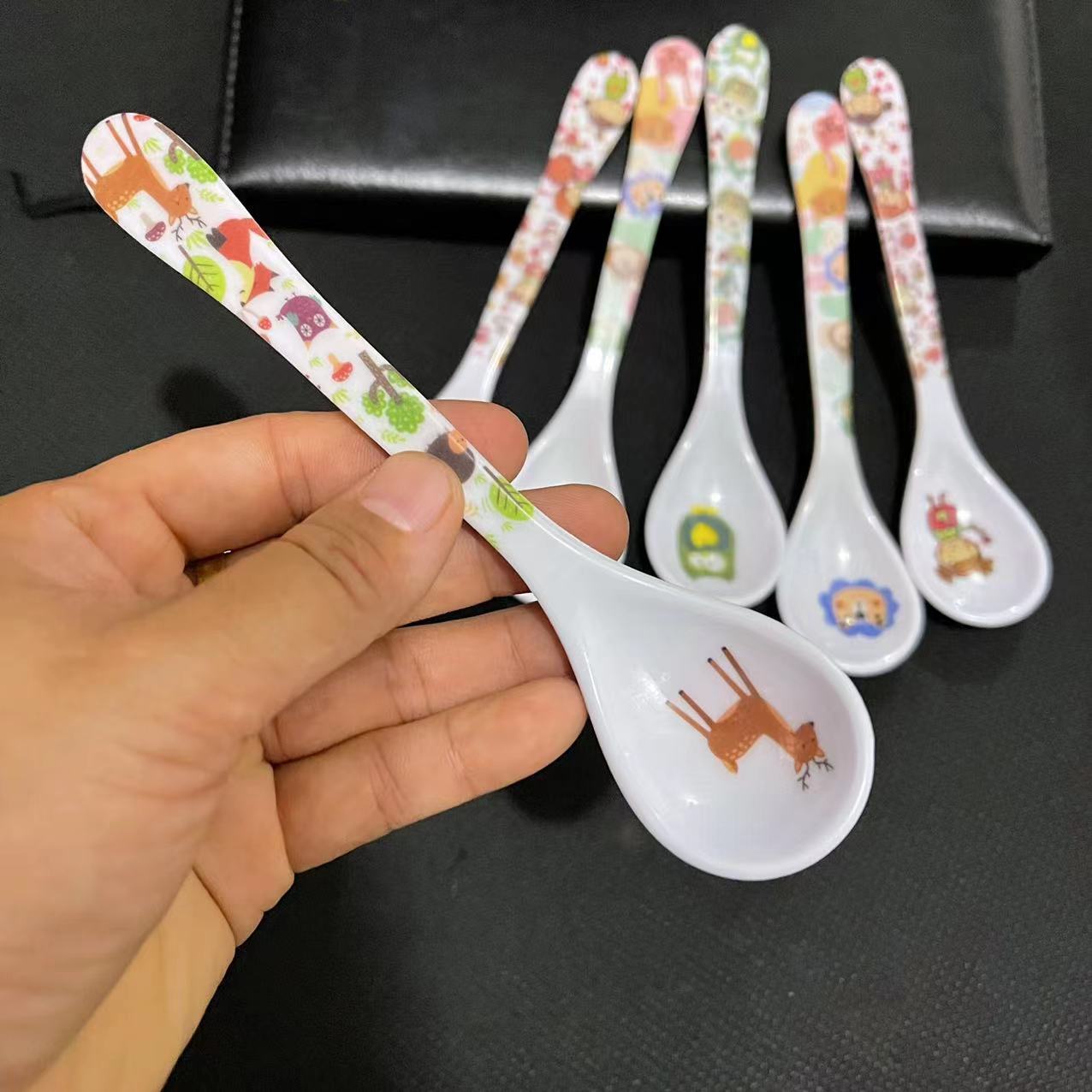 8891 Children Spoon Melamine Spoon Long Handle Spoon with Hook Spoon Flat-Bottom Spoon Spicy Hot Spoon Soup Spoon Spoon Spoon One Yuan Supply