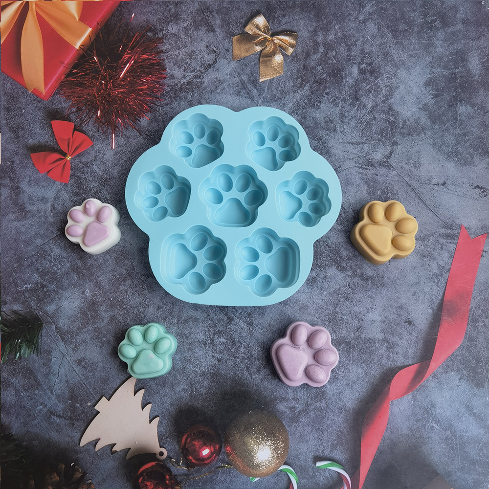 7-Piece Cat's Paw Silicone Molded Silicone Mold Insert Candle Fondant Biscuit Mold Jelly/Pudding Mold