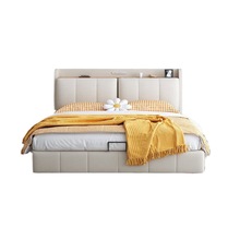 床床卧室双人床现代简约主卧实木软靠高箱皮床带抽屉家具