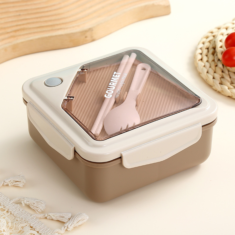 Japanese-Style Simple Lunch Box Large Capacity 1100ml Microwaveable Compartment Student Lunch Box Lunch Box