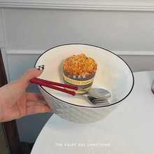 批发简约ins风陶瓷碗单个燕麦水果沙拉碗汤面碗高颜值盘子日式饭