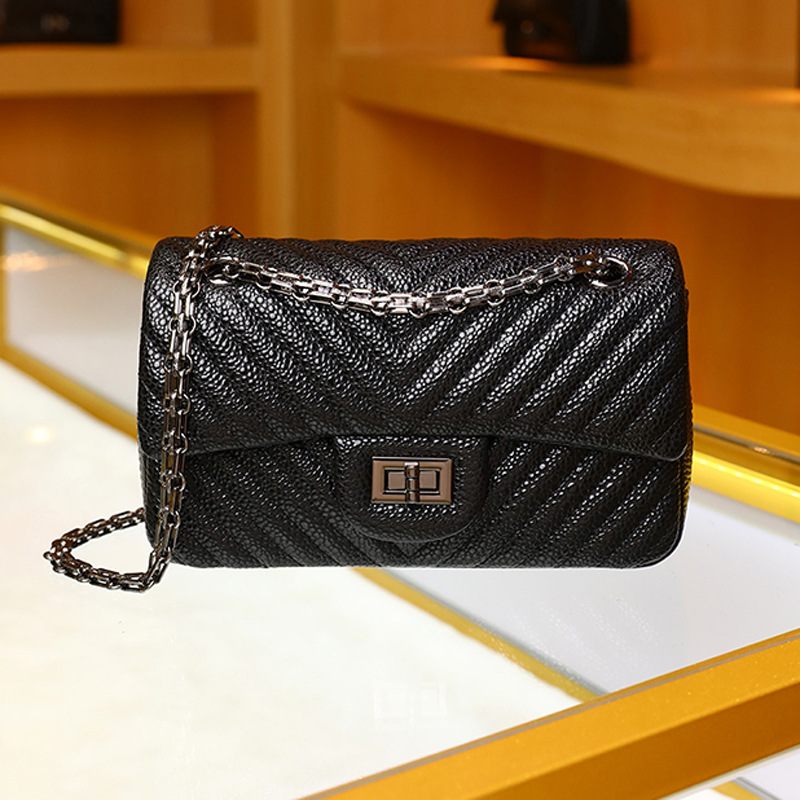 珍珠纹小香风菱格链条包包2021新款直播供现货漆皮女包单肩斜挎包