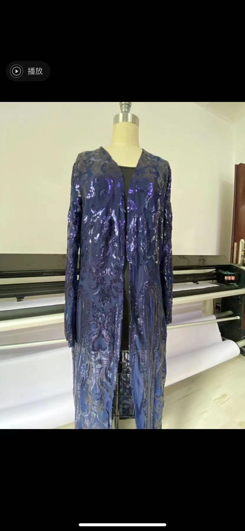 2023 Factory Direct Sales Best Seller in Europe and America Foreign Trade Cross-Border Ball Show Long Sleeve Sequins See-through Voile Sequin Cardigan