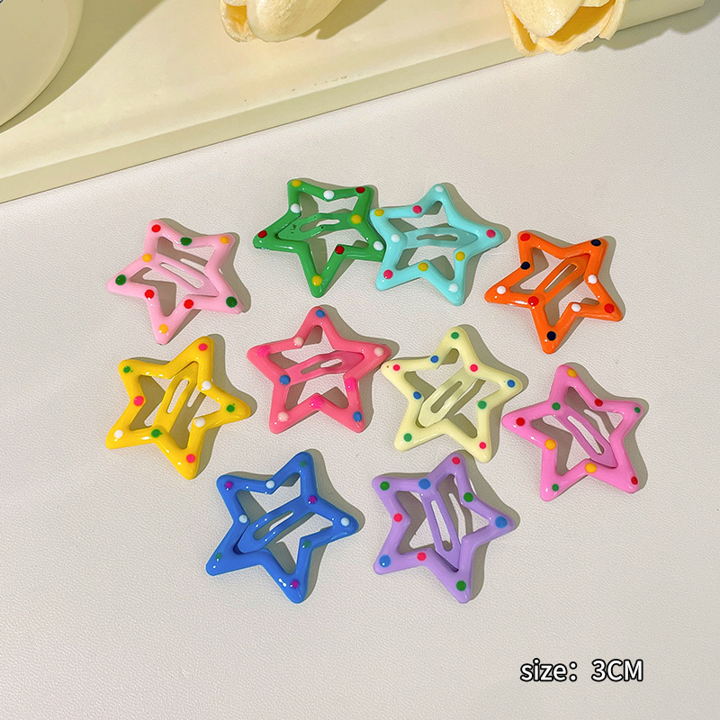 XINGX Hairpin Color Children's Hair Accessories Girls' Cute Baby Headdress Pentagram Hairpin Little Girl's Broken Hair BB Clip