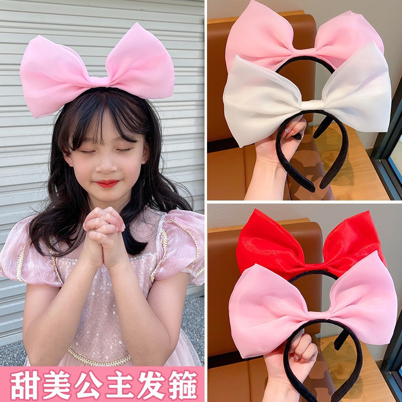 儿童蝴蝶结发箍网红甜美在逃公主可爱头饰发卡女童小女孩压发头箍