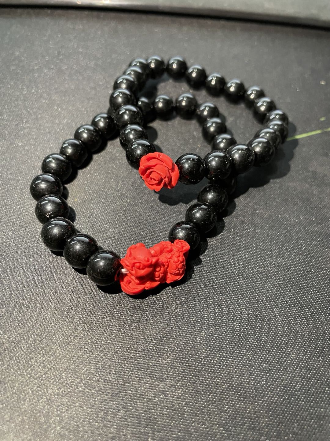 新款仿黑曜石朱砂手链 民族风情侣款朱砂手串 直播网红会销爆款
